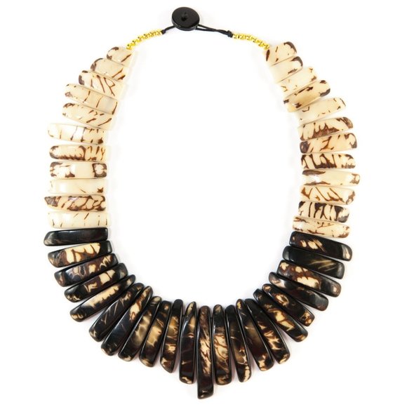Organic Tagua Jewelry Jewelry - Amazon Necklace - Cream & Black